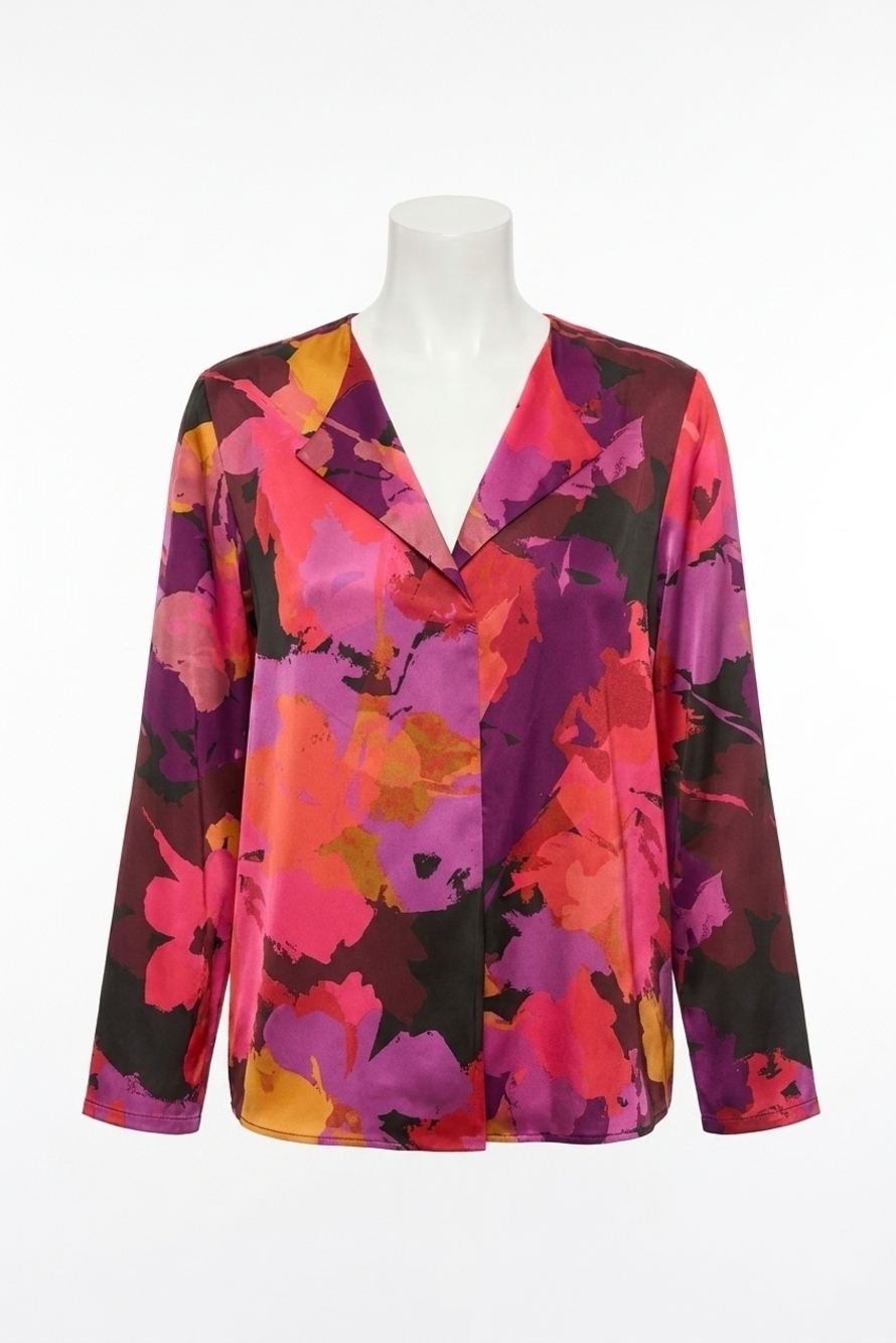 NEW JOSEPH RIBKOFF floral satin long sleeves top